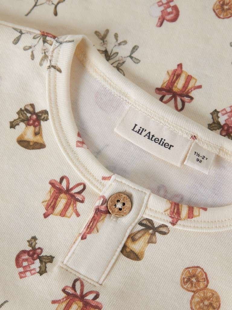 LIL ATELIER, LAYO GIT LS NIGHTSET, Julepysj, Turtledove OLD CHRISTMAS - Bilde 2
