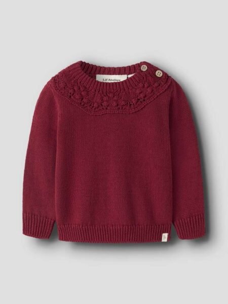 LIL ATELIER, REVA LS LOOSE KNIT, Biking Red, Rød
