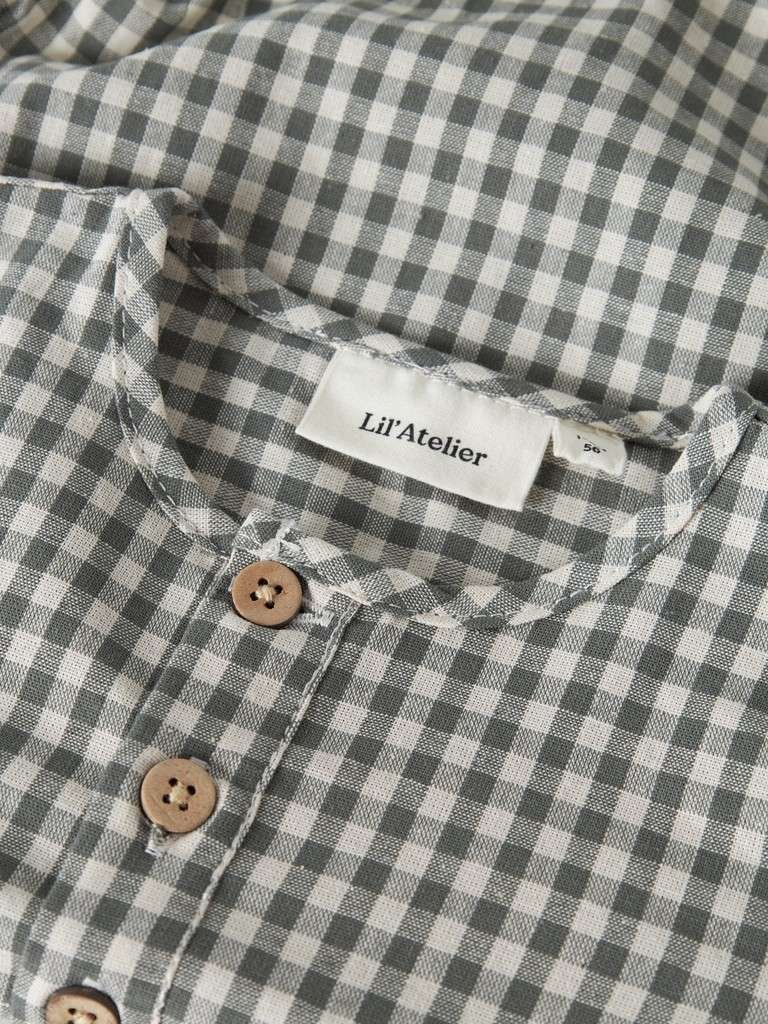 LIL Atelier ROANNE LS BODY SHIRT, Skjortebody, Mulled Basil, Dus Mørk Grønn Rutet - Bilde 2