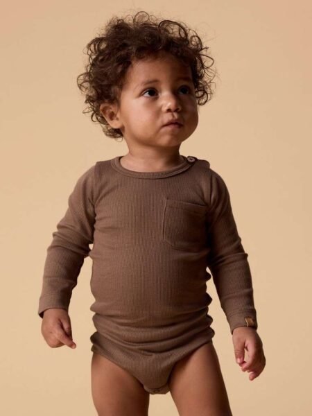 LIL ATELIER LAGO LS SLIM BODY, Shitake, Brun