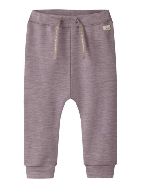 NAME IT WESSO WOOL SWE PANT, Bukse I 100% Merinoull, Toadstool, Rosalilla