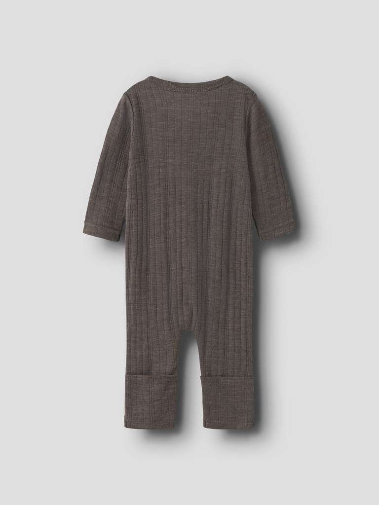 NAME IT WANG WOOL NEEDLE NIGHTSUIT SOLID, Heldress I Merinoull, Morel - Bilde 5