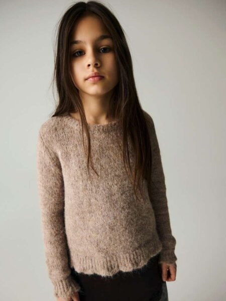 NAME IT REGINA LS LOOSE KNIT, Strikket Genser, Island Fossil, Beige Melert, 6- 12 År