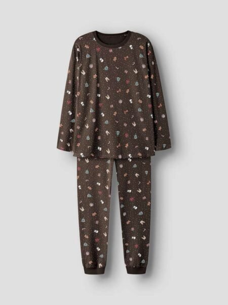 NAME IT, VISMAS LS NIGHTSET, JULEPYSJ, UNISEX ,Voksen , Delicious_Christmas, Brun