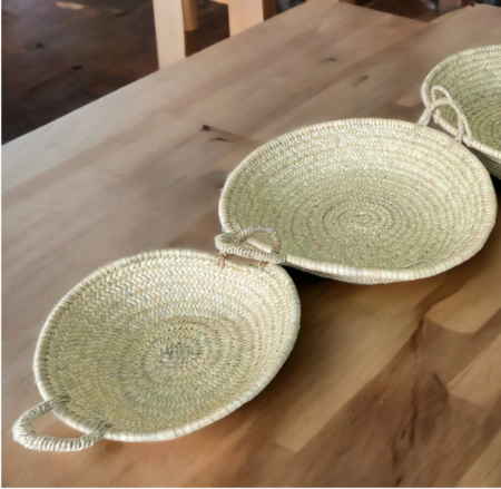 Håndlaget Flettet stråfat fra Marokko, Medium, Dia 40cm