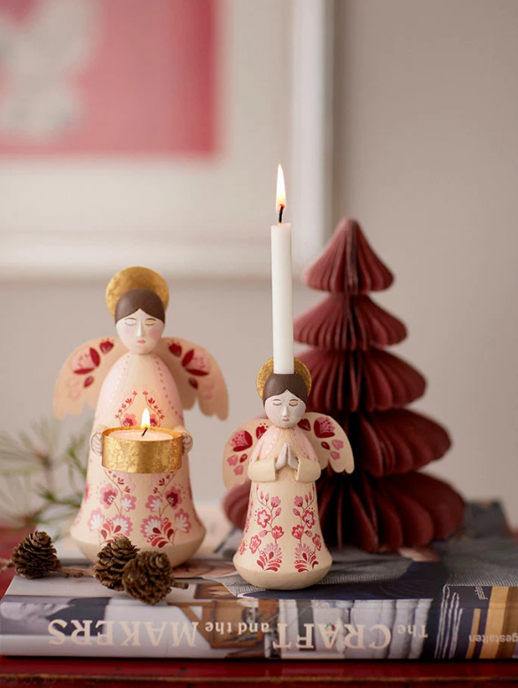 Bungalow Tea Light Holder Angel Marigold Ruby, Håndlaget Lysestake Engel, ( Samleobjekt) - Bilde 2