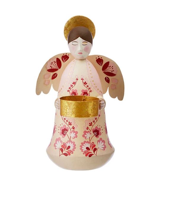 Bungalow Tea Light Holder Angel Marigold Ruby, Håndlaget Lysestake Engel, ( Samleobjekt) - Bilde 3