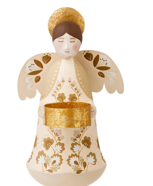 Bungalow Tea Light Holder Angel Marigold Vanilla, Håndlaget Lysestake Engel, (Samleobjekt) - Bilde 2