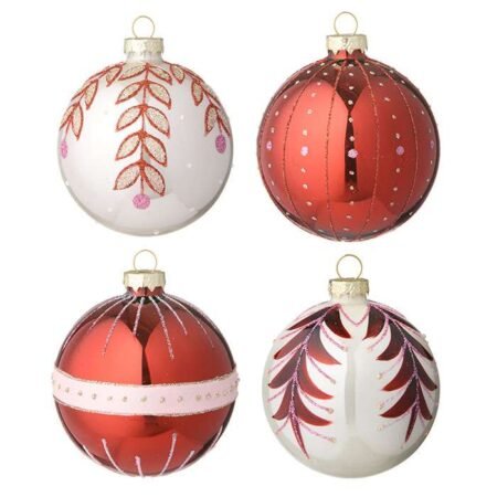 Bungalow 4pk Julekuler, Xmas Baubles Ø8cm Seraphim Red, Rød