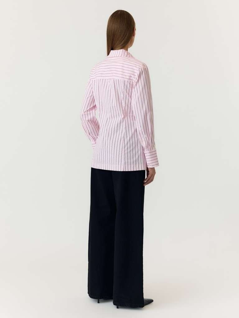 YAS ALISA LS LONG WRAP SHIRT, Skjorte, Nosegay_Rhubarb, Rosa Med Rabarbra Og Hvite Striper - Bilde 2