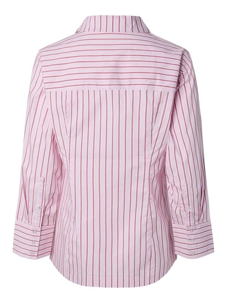 YAS ALISA LS LONG WRAP SHIRT, Skjorte, Nosegay_Rhubarb, Rosa Med Rabarbra Og Hvite Striper - Bilde 3