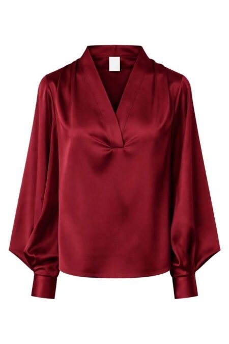 YAS PELLA LS TOP S. Bluse, NOOS, Rhubarb, Rabarbra